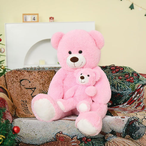 Muiteiur 40" Pink Giant Teddy Bear Set, Mommy & Baby Stuffed Animal, Great Gift for Kids, Baby Shower, Christmas,