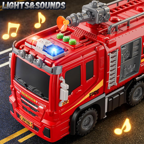XINNOVEL 3-5, 6 3 4 5 6 7 8 Fire Trucks Toys for Toddlers Ages Folded Carrier Truck Race Track with with Lights