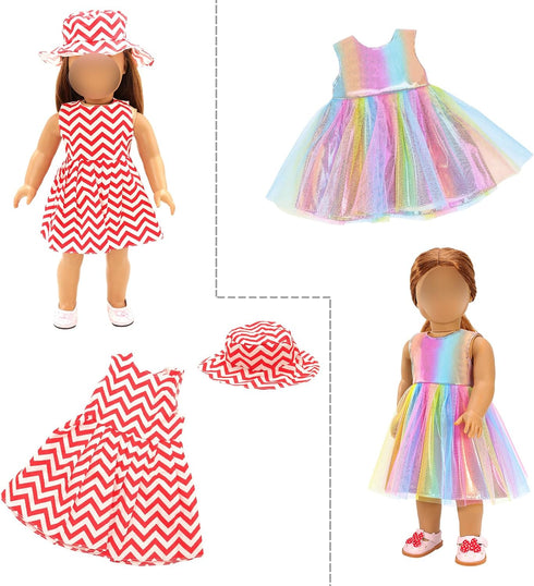 18 inch 5 Sets 2 18 Inch BARWA Doll Clothes and Accessories Clothes Dress Outfits with Pairs Shoes for Dolls