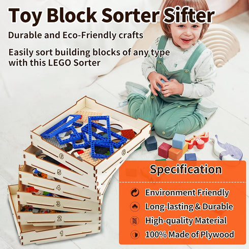 6 Tray Sorter Sifter Box for Lego, Storage Sorter Brick for Building Blocks, Gift for Lego Lover Teens and Adults