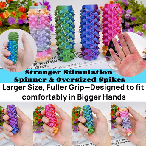 ZyCooom Little Ouchies Spiky Pain Stim Stress-Relief Keychain, Bigger Pointed Sensory Pocket Toy Adults for Stress