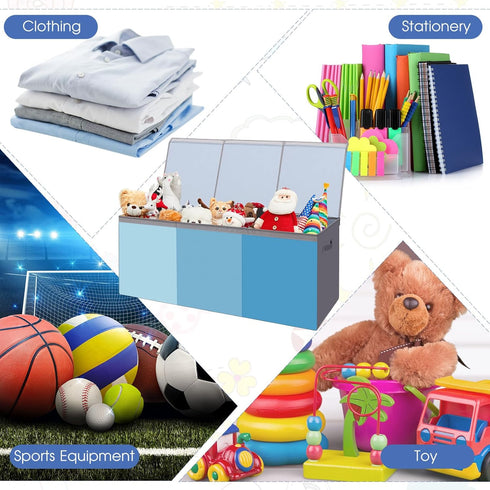 4/3 Playroom(39 13 15.7'',Blue Patelai Extra Large Toy Box Chest with Lids Grids Large Chest Collapsible Kids Toy
