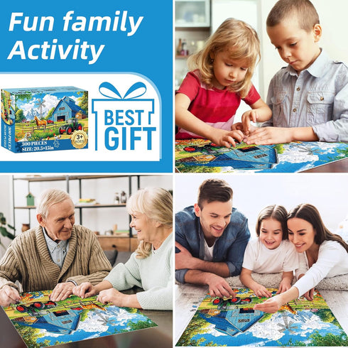 300 8-10,Challenging Gift,20.5 15 Pieces Puzzles for Adults,Farm Animals Puzzles for Adults,Large Piece Puzzle