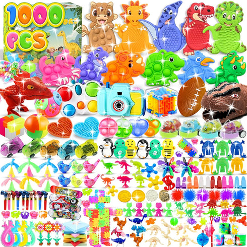 1000 PCS Party Favors for Kids, Dinosaur Sensory Fidget Toys Bulk, Treasure