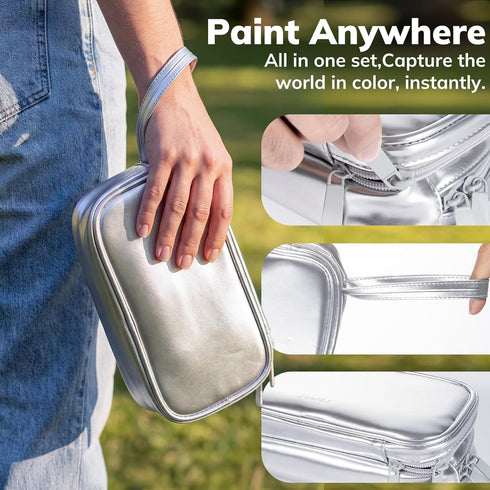 100 Set,Travel Set JusArt Colors Watercolor Paint Watercolor with Handbag,Art Supplies with Metallic Color, Detail