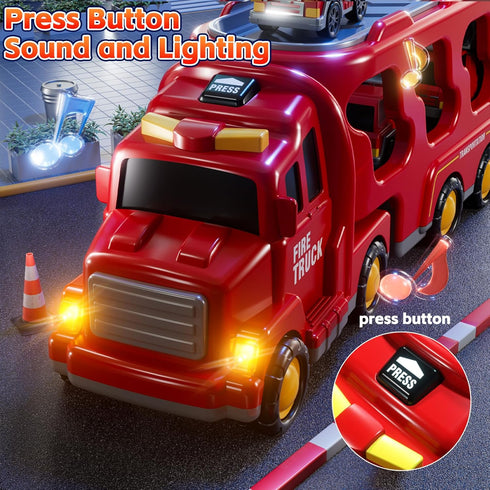 1-3 3-5, 7-in-1 Set 1 2 3 4 5 6 3-9 Fire Truck Toys for Toddler Fire Car Carrier Vehicle for Girls Years Old, Transport