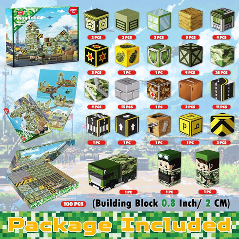 Blocks-100PCS Set, 3+ Annexfun Magnetic Military Building Blocks Kids Classroom Sensory Toy for Toddlers STEM Learning