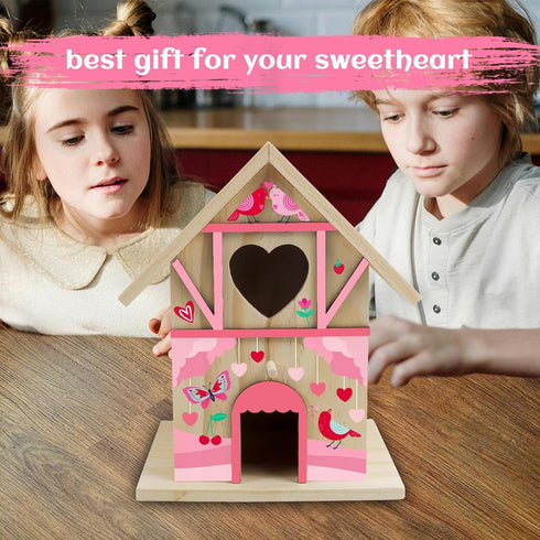 DIY Wooden Birdhouse Painting Kit for Kids - Build Your Own Bird Houses Set with Paints & Brushes