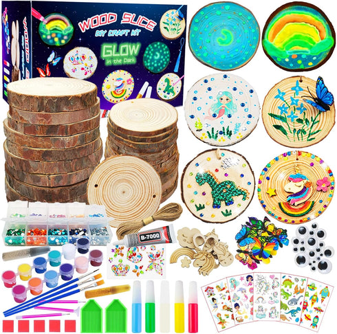 KIRKOTOY Wooden Crafts Kit for Kids-Glow in The Dark-Arts & Crafts Gifts for