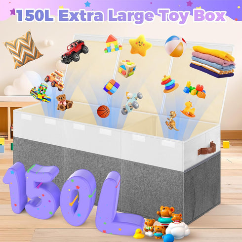 Closet, 40"X14"X16", Extra Large Toy Storage Box with Lid, Collapsible Sturdy Toys Chest Storage Organizer Bin Basket