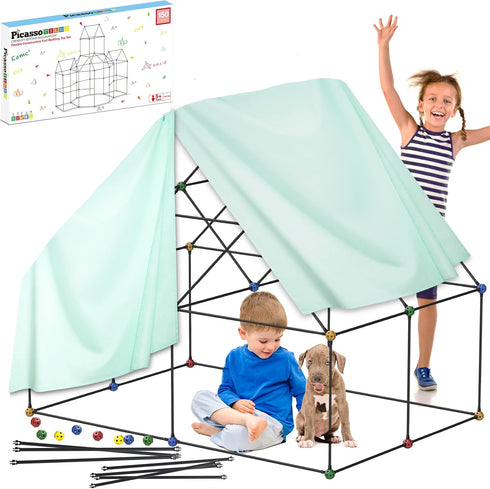 PicassoTiles Kids Fort Building Kit - 150 Piece Indoor and Outdoor Toy Set for STEM Learning and Pretend Play