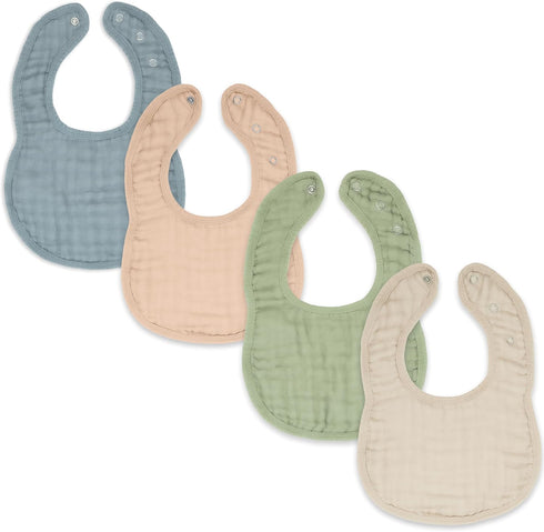 Comfy Cubs Adjustable Muslin Baby Bibs, Easy Snaps, Absorbent for Boys & Girls