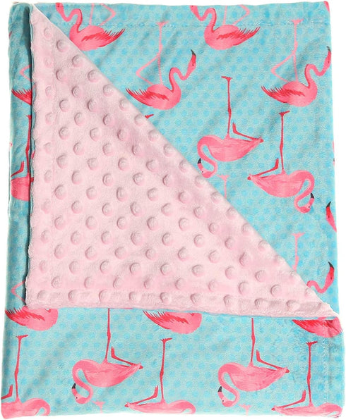 Baby Blanket - Super Soft Minky Blanket with Double Layer Dotted Backing, Pink Flamingo Security Blanket for Newborns
