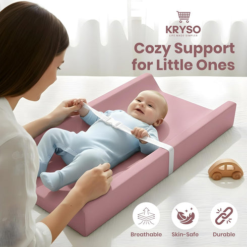 KRYSO Baby Changing Pad Soft Vegan Leather Changing Pad, Waterproof and Wipeable Diaper Changing Mat, Easy-to-Clean