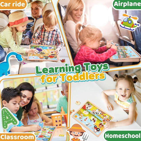 11 Magnetic Wooden Puzzle for Toddlers, PCS Airplane Matching Toy Montessori Educational Essential Preschool Learning