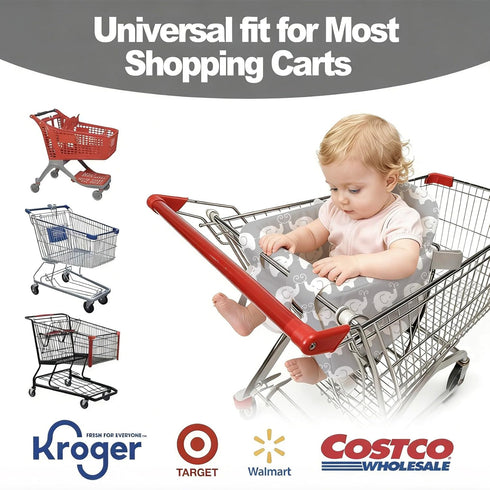 2-in-1 Padded Shopping Cart Cover for Baby & Toddler, High Chair Cover with Soft Thigh Guards, Grocery Cart Seat