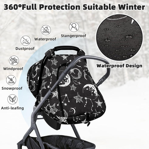 Winter Car Seat Cover Baby, GFU Warm Carseat Cover for Babies, Universal Infant Car Seat Canopy Waterproof, Cold