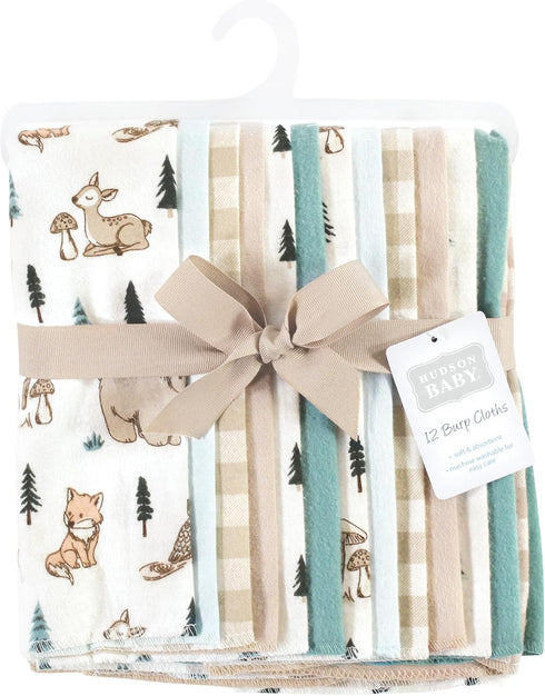 Hudson Baby Unisex Cotton Flannel Burp Cloths - Woodland Pals Design