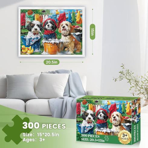 300 300 20.5 15 Piece Puzzles for Adults,Cute Dogs Jigsaw Puzzle for Adults Kids Seniors,Recycled Cardboard Dogs Large