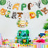 Clabby 2 Pieces Happy Birthday Banner Cupcake Topper Safari Animals Jungle Theme Party Supplies Baby Shower Decorations