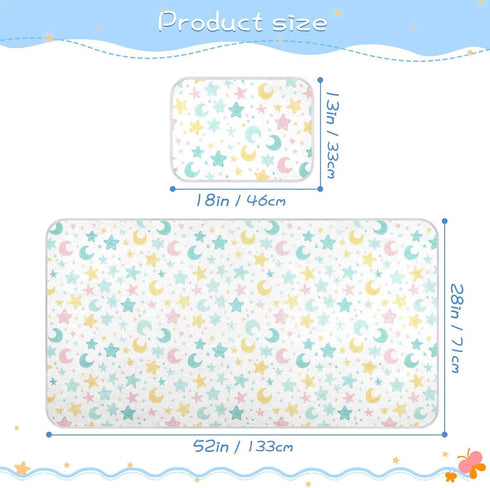Yoogain 28" 52" Cooling Baby Washable Mattress x Breathable Crib Bumper Pads for Baby&Toddler Stars