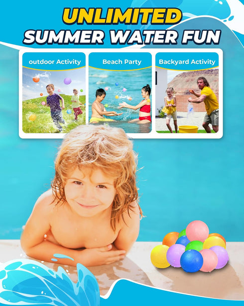 SOPPYCID Reusable Magnetic Water Balloons, Quick Fill Self Sealing Water Bombs for Kids Adult Water Polo Fight Games