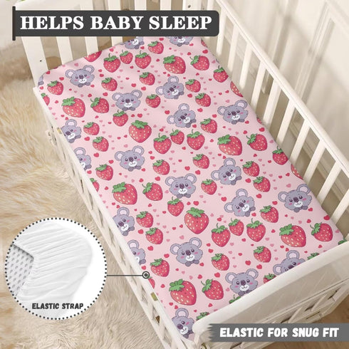ZDCUSTOM 2 Packs Strawberry Koala Print Changing Pad Cover for Baby Boys Girls, Soft Polyester Fabric Diaper Chane