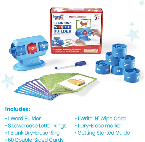 hand2mind Beginning Word Builder, CVC Word Games, Spelling Toys for Kids 3-5, Sight Words Flash Cards, Kindergarten