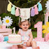Daisy1st 1st JUIIZAY Baby First Birthday Party Decorations Macaron High Chair Banner Crown Cake Topper Birthday
