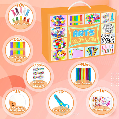 2000 All-in-1 Set 4-6, 6-8, 8-12, BNUZEIYI PCS Arts and Crafts Supplies for Kids Craft Kit with Pipe Cleaners Craft Box