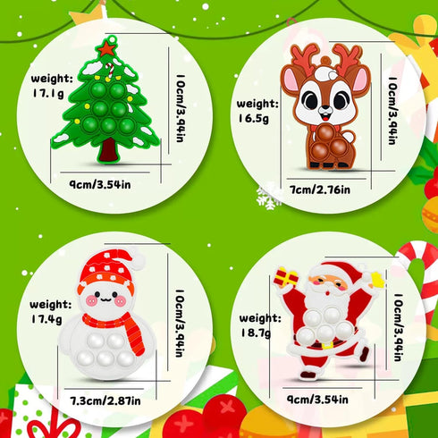 Woplagyreat 4 Packs Backpack Sets PCS Christmas Pop Keychain Toys,Kids Toddler Small Gifts Fidget Sensory Toy