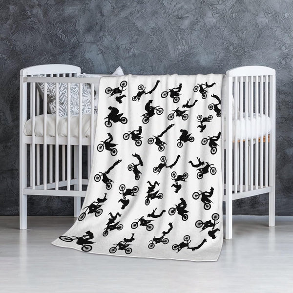 Dirt Bike Motocross Baby Blanket - Super Soft Swaddle for Newborn, Infant, Toddler - XS 30x40 in, Nursery Gift