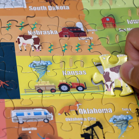 Think2Master Colorful United States Map 500 pieces Large Format Jigsaw Puzzle for kids 12+, teens, adults & families. Great gift for stimulating interest in The USA Map. Size: 26.8” X 18.9”