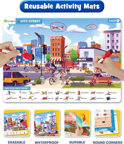 Preschool Learning Activity - Search and Find Book, Reusable Education Toys, Travel Game for Kids Ages 3-6
