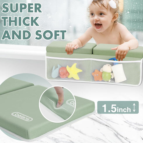 Elbow Set 1.5'' beiens Bath Kneeler and Rest Pad - Comfortable Thick Baby Bath Kneeler Pads, Quick Dry Soft Kneeling