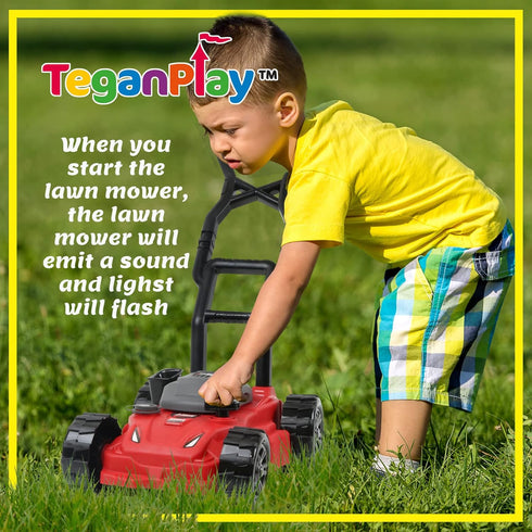 Kids Toy Lawn Mower Toddler Landscaping Gardening Tools and equipment Includes Mask Safety Goggles and Earmuffs