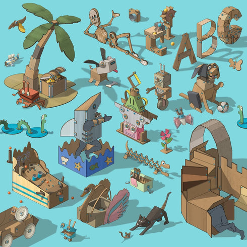 Makedo Explore - Upcycled Cardboard Construction Toolkit in Small Toolbox (50 Pieces) | STEM + STEAM Educational Toys