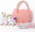 Perfectto Design Unicorn Toy for Girls Age 3-10; 4 PCS Set with Stuffed Animals and Doll Blanket