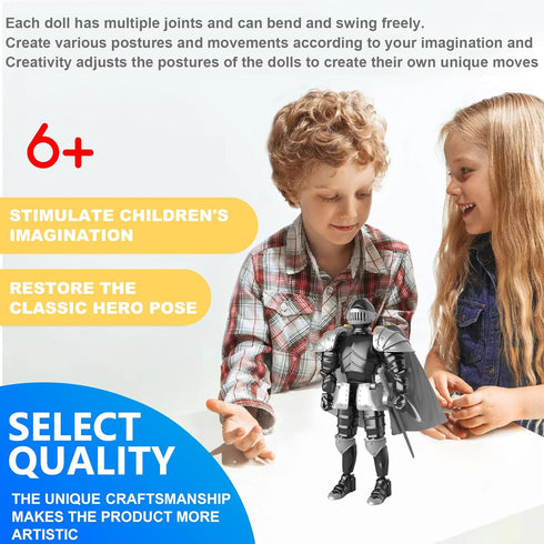 Knight Action Figures, Medieval Action Figures,Knight Armor Action Figure,Multi-Jointed Movable Robot Mannequin (Black)