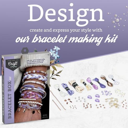 Craft Crush Bracelet Making Kit (Lilac) - Friendship Bracelet Maker Set - DIY Craft & Jewelry Making Kit for Kids, Teens, Tweens & Adults - Makes 8 Bracelets by Craft Crush
