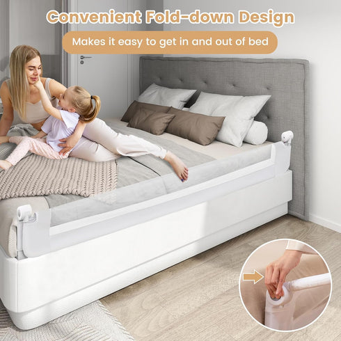1 Pack, 71 Inch) HONEY JOY Bed Rail for Toddlers, Extra Long, Foldable Portable Swing Down Safety Bed Guard Rail