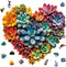 Ruikiyart Wooden Puzzles for Adults, 500 Pieces Succulent Heart Wood Jigsaw Puzzle,