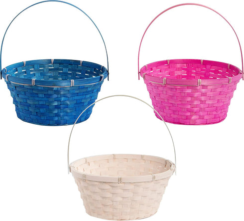 3 Packing, Decorations(10" 12") JOYIN Pcs Easter Bamboo Baskets with Polka Dots Lining and Handle, Woven Easter Eggs