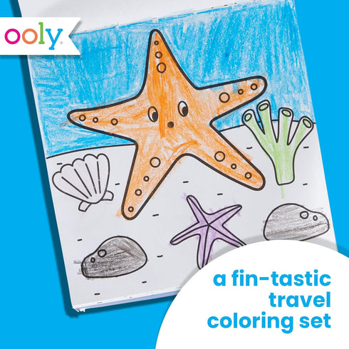 9 48 Ooly Travel Art Kit with Jumbo Crayons & Themed Coloring Pages & Case for Easy Traveling Art Creation, Perfect
