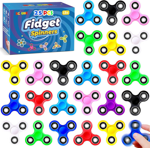 SCIONE Fidget Spinners, 25 Pack Birthday Party Gifts for Adults Kids, Treasure
