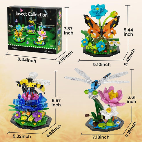 itshWOee Set,855 Ideas Insect Collection Building PCS Butterfly Dragonfly Bee Display Models for Botanicals Flowers