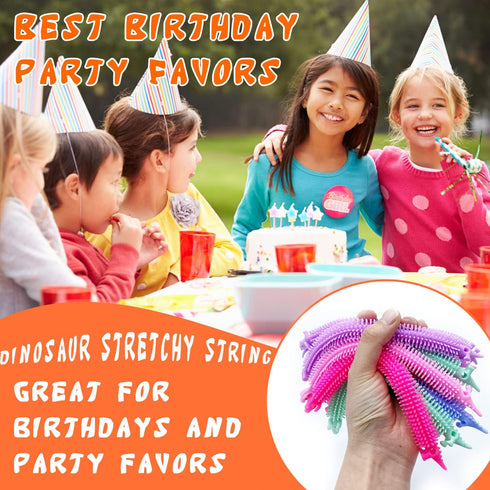 20 Pack Stretchy String Fidget Toys, Dinosaur Sensory Noodle Strings for Kids Adults Stress Relief, Party Favors
