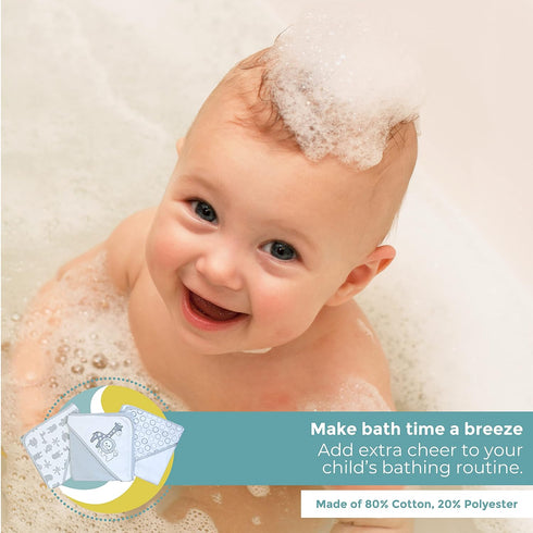 Set, 23-Piece Set, Spasilk Bath Hooded Towels & Baby Washcloths Baby Bath Essentials for Everyday Use, Gift Gray Lion