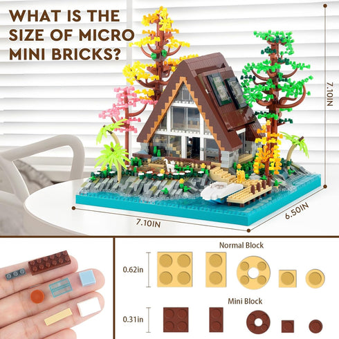 A-Frame Cabin Building Set - Medieval Forest Cabin House Micro Building Block Set for Adults and Teens (2688 Pcs)