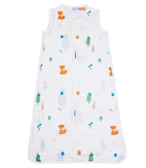 Muslin Cotton Toddler Sleeping Sack Bag, 0.5 Tog Lightweight Wearable Blanket for Boy and Girl (S, Forest)